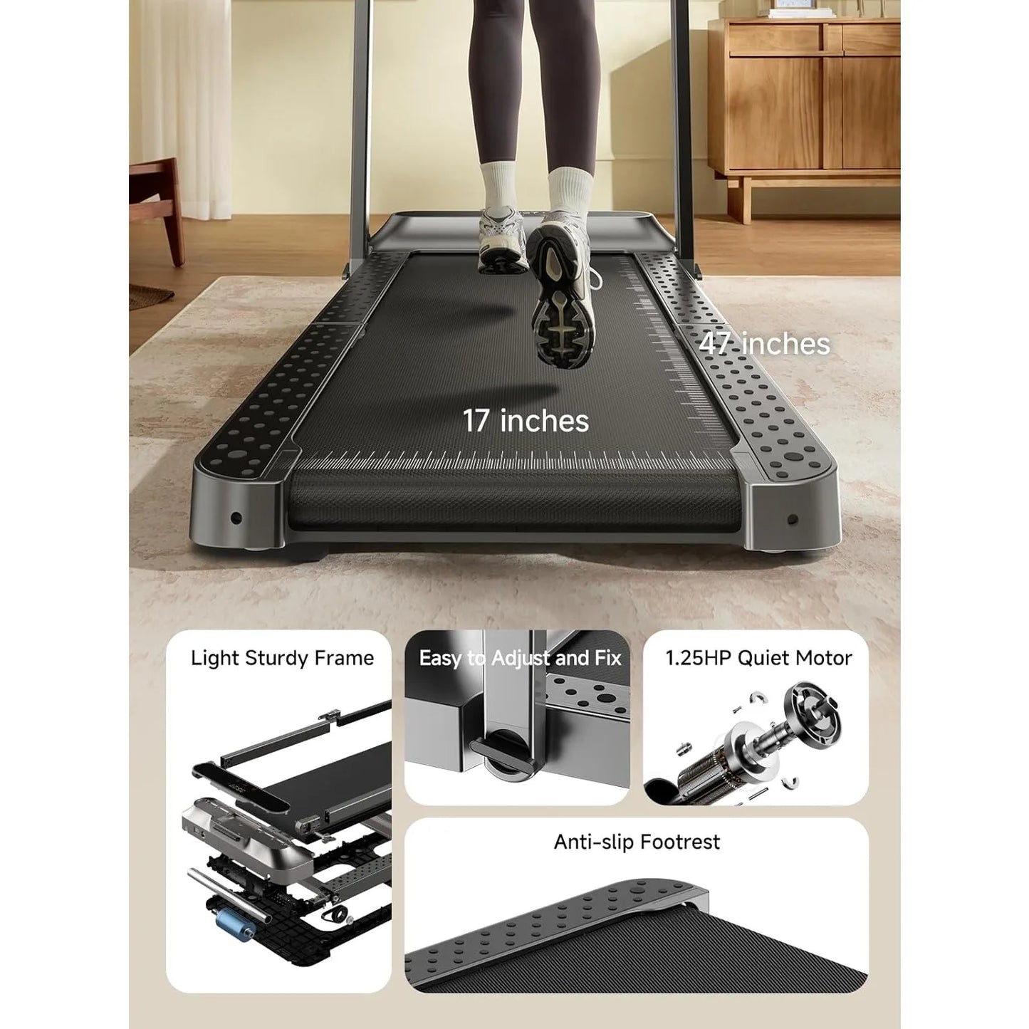 Folding Treadmill, 2 in 1 Walking Pad Under Desk Treadmill for Home and Office, Compact Foldable Design with App, Customized