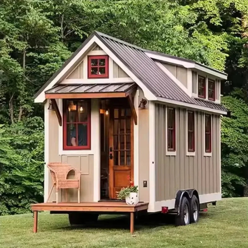 Customized Modern Tiny House Mobile Cabin On Wheels Convenient Trailer House Design For Bedroom Living Room Steel Structure