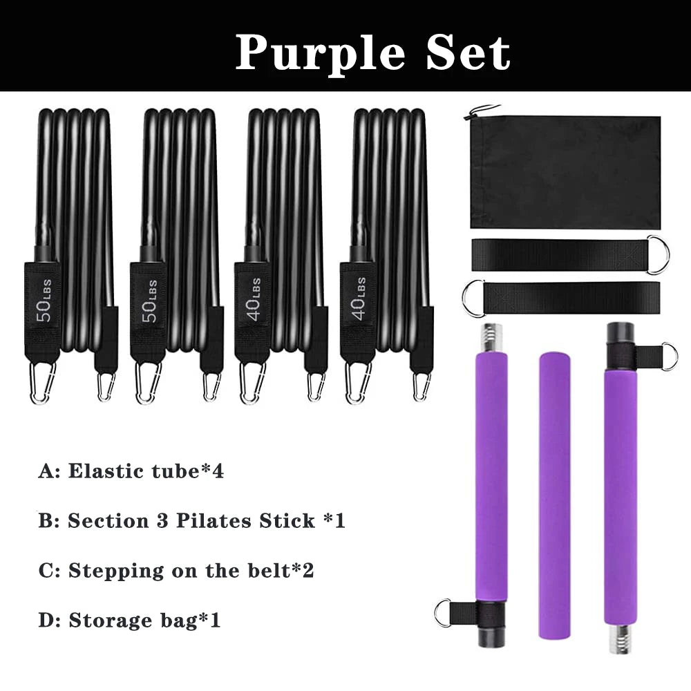 Pilates Kit with Resistance Bands, Multifunctional Yoga Pilates, Portable Home Gym Pilates Resistance Kit Full Body Workouts New