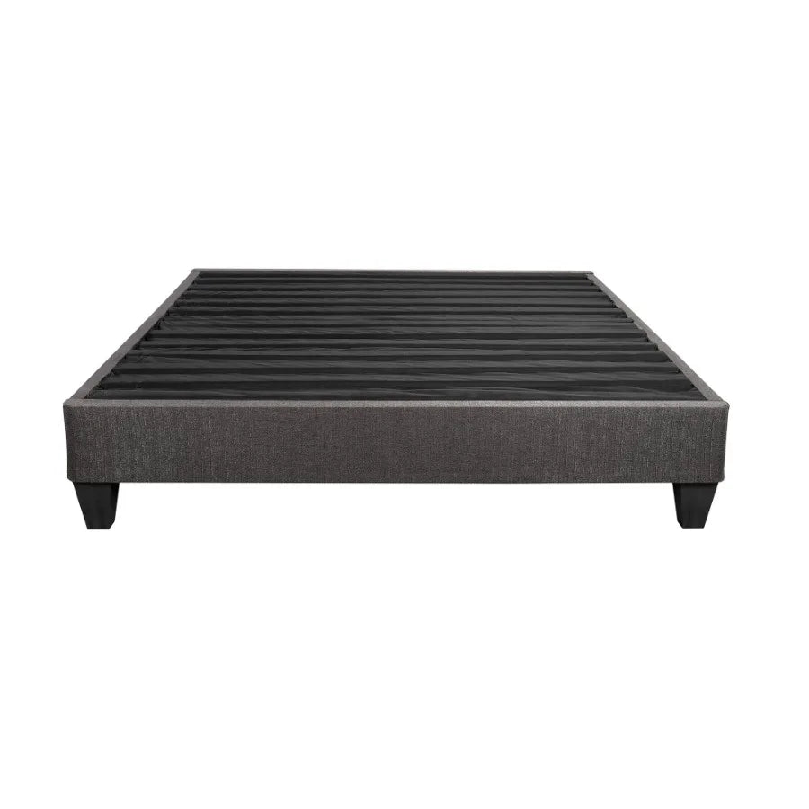 Contemporary 14 in. Platform Mattress Foundation King Size Upholstered Bed Frame Base Dark Gray