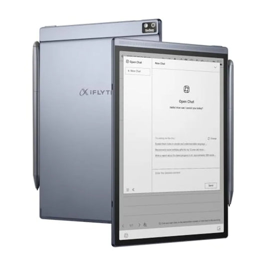 AI note-taking tablet for meetings and scheduling aluminum body matte black voice-to-text transcription and multi-language supp