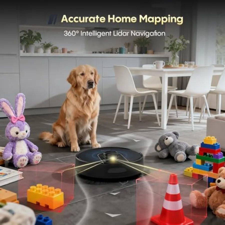 Smart Robot Vacuum and Mop 6000Pa Strong Suction with LiDAR Navigation for Hard Floors Carpet Pet Hair WiFi Alexa Compatible