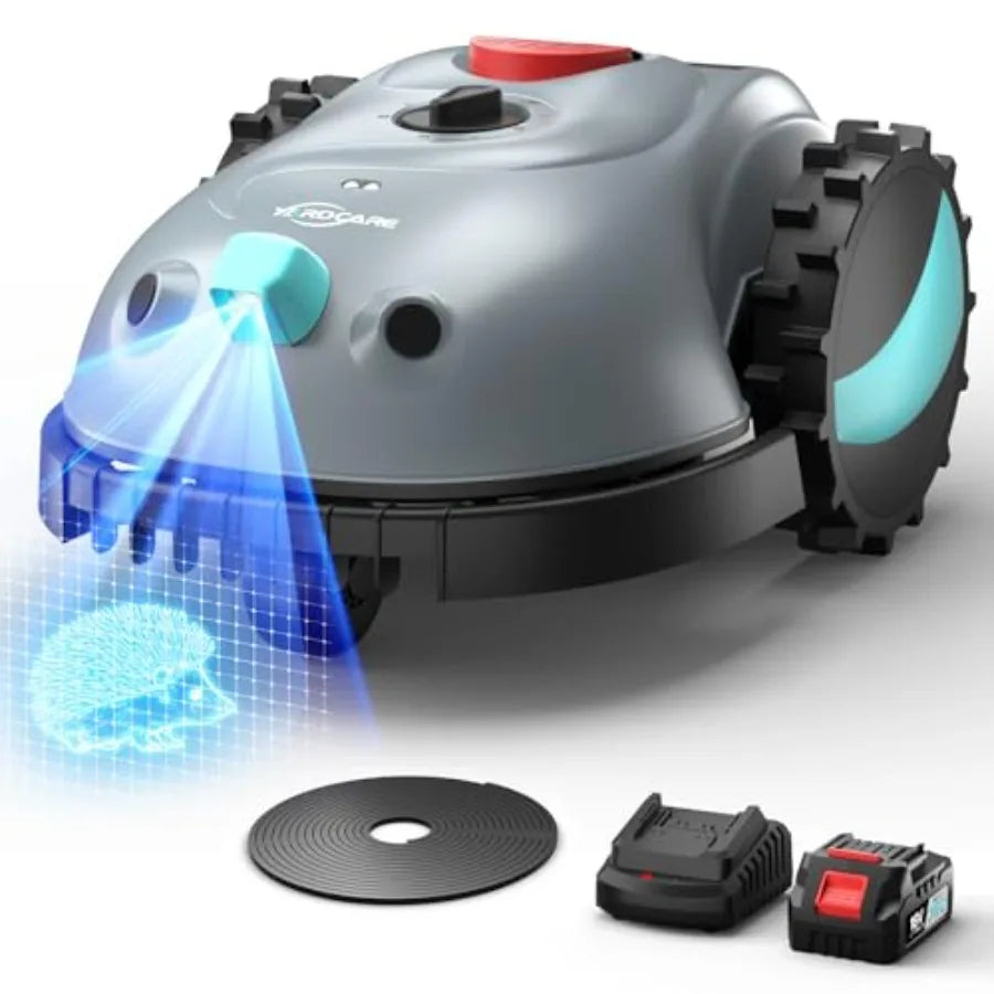 V100 Robot Lawn Mower with HD Vision Navigation Smart Obstacle Detection Collision Sensors Adjustable Cutting Height Low-Noise