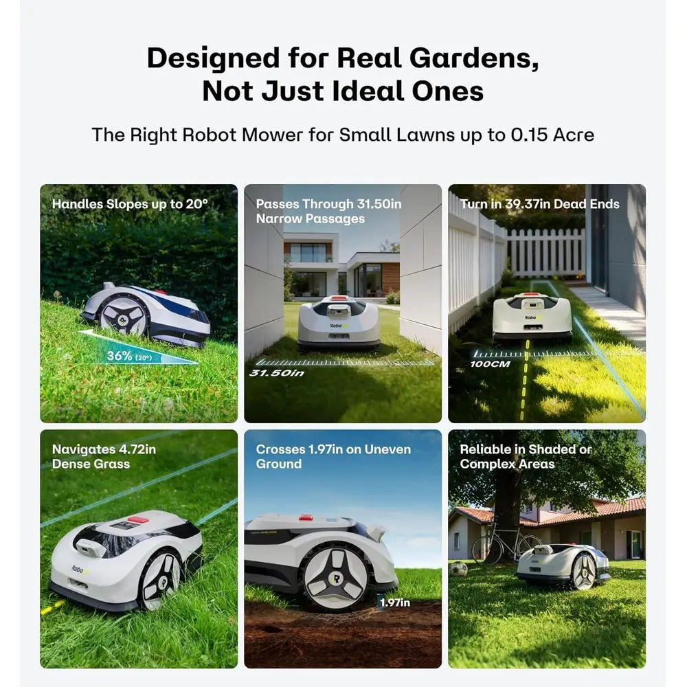 Raccoon 2 SE Robot Lawn Mower, Wire-ree Robotic Lawn Mower Without RTK or Max. 0.15 Acre Lawn Area, 1.18"–3.15” Cutting Height,