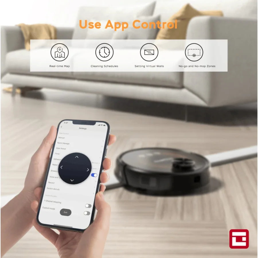 LDS Navigation Robot Vacuum Cleaner - 3-in-1 Vacuum/Sweep/Mop Wi-Fi Connected APP 2800Pa Suction 3200mAh Battery 160min Runtime