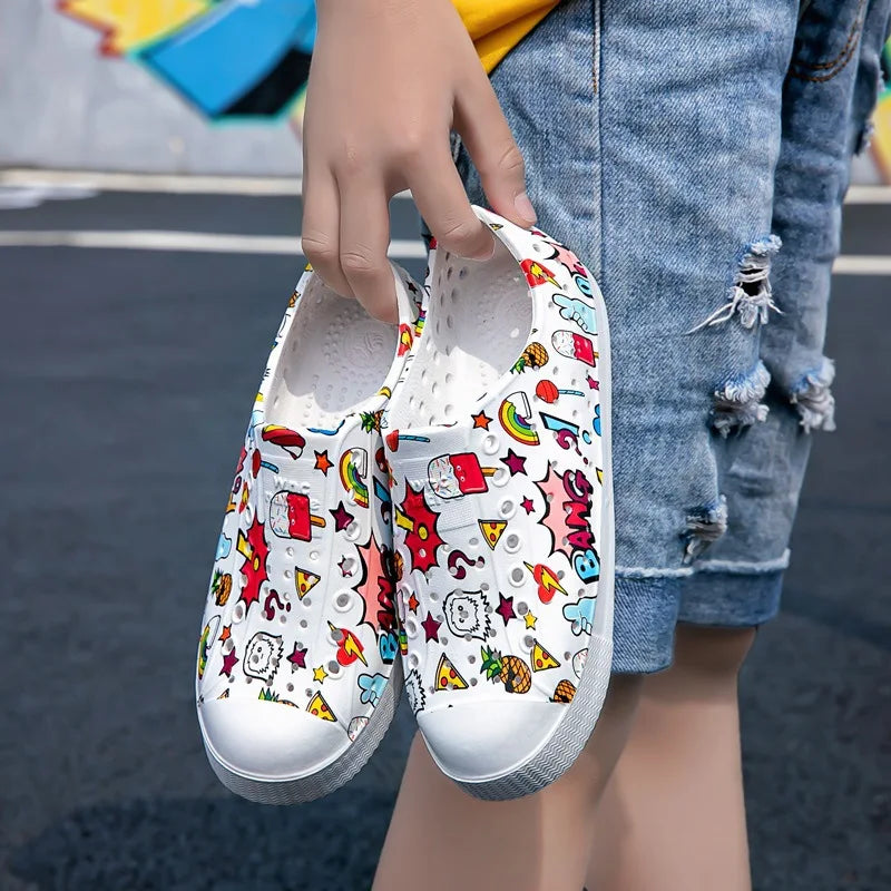 Child Sandal Women Garden Sandals Kid Boy Girl Garden Cave Shoe Graffiti Diy  Casual Outdoor EVA Beach Summer Sandal Holey Shoes