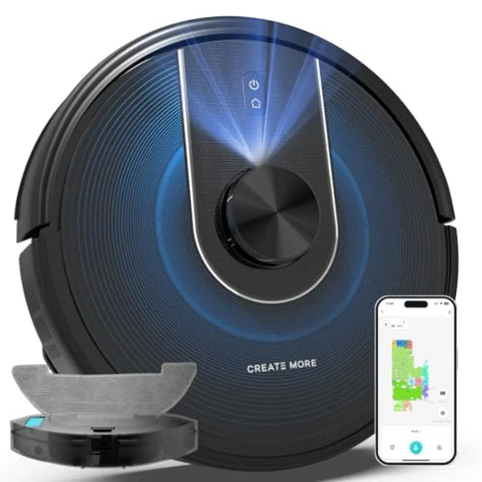 Smart Robot Vacuum and Mop 6000Pa Strong Suction with LiDAR Navigation for Hard Floors Carpet Pet Hair WiFi Alexa Compatible