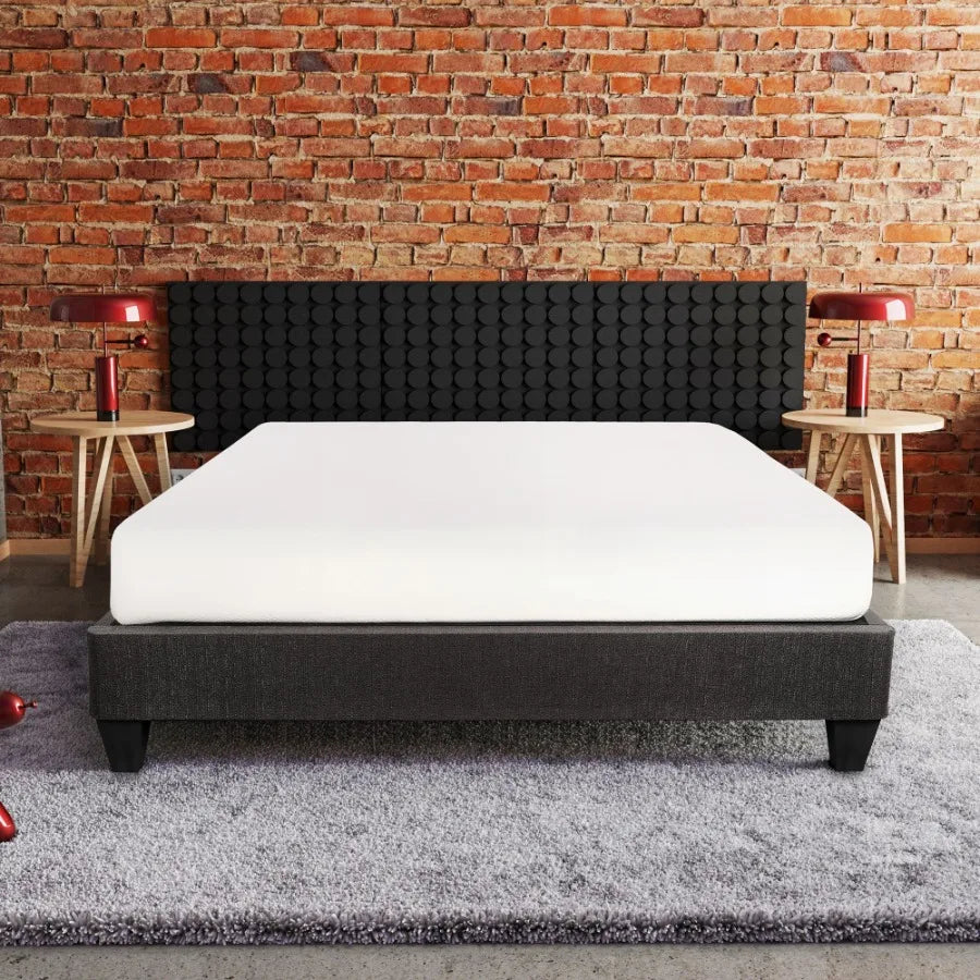 Contemporary 14 in. Platform Mattress Foundation King Size Upholstered Bed Frame Base Dark Gray