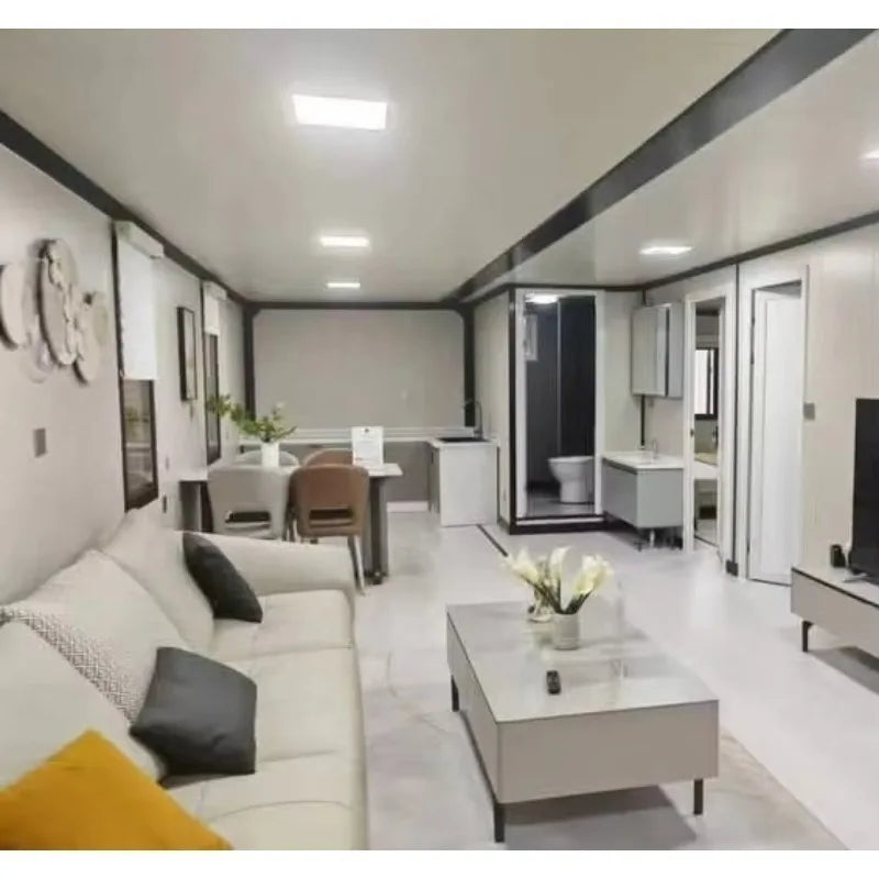 Prefabricated Mobile Tiny Home Wooden Light Steel Roof 2-5 Bedroom 20ft/40ft Folding Expandable Container House Living Room