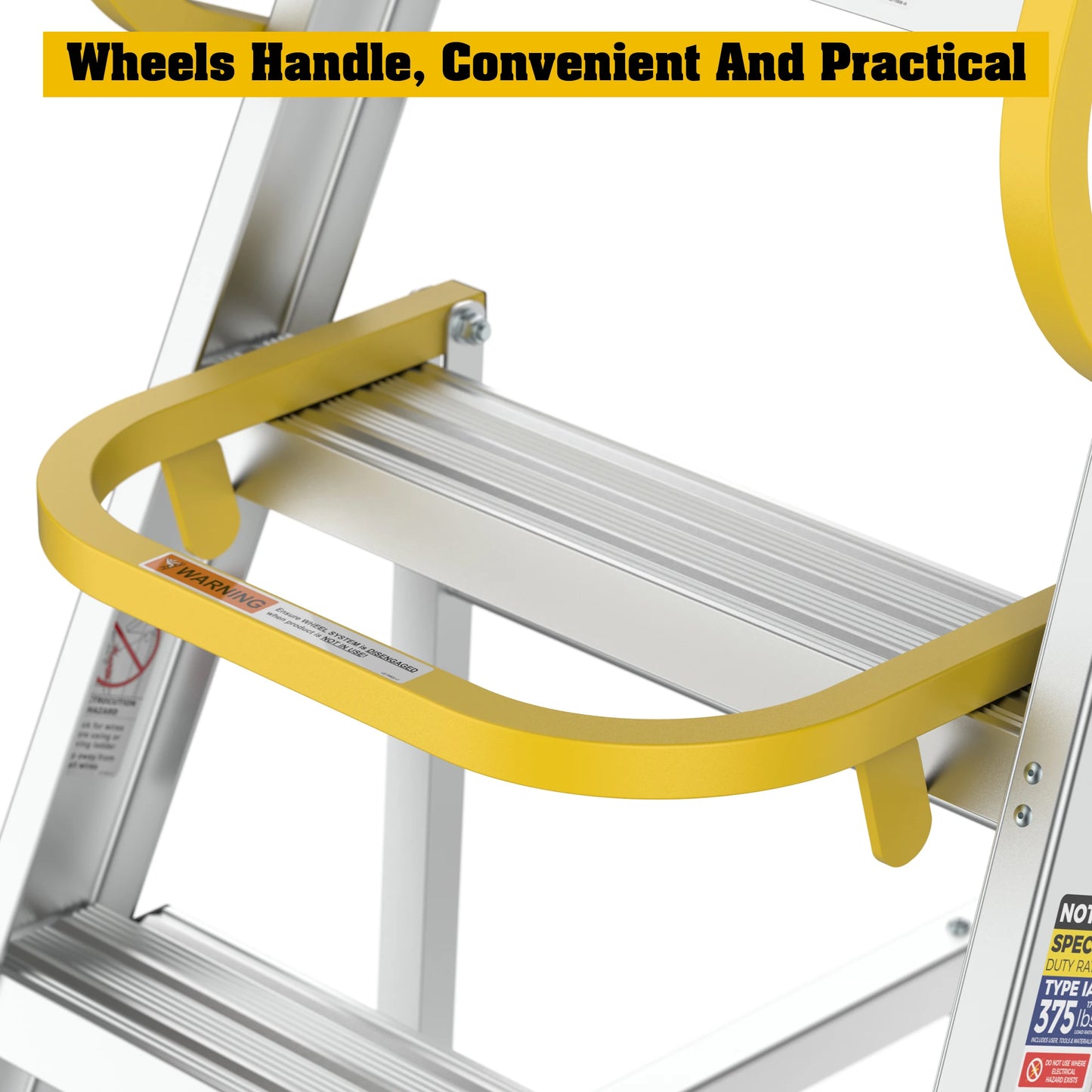 Aluminum Rolling Platform Ladder with Work Platform Non-Slip Mobile 170 kg Capacity for Warehouse Use