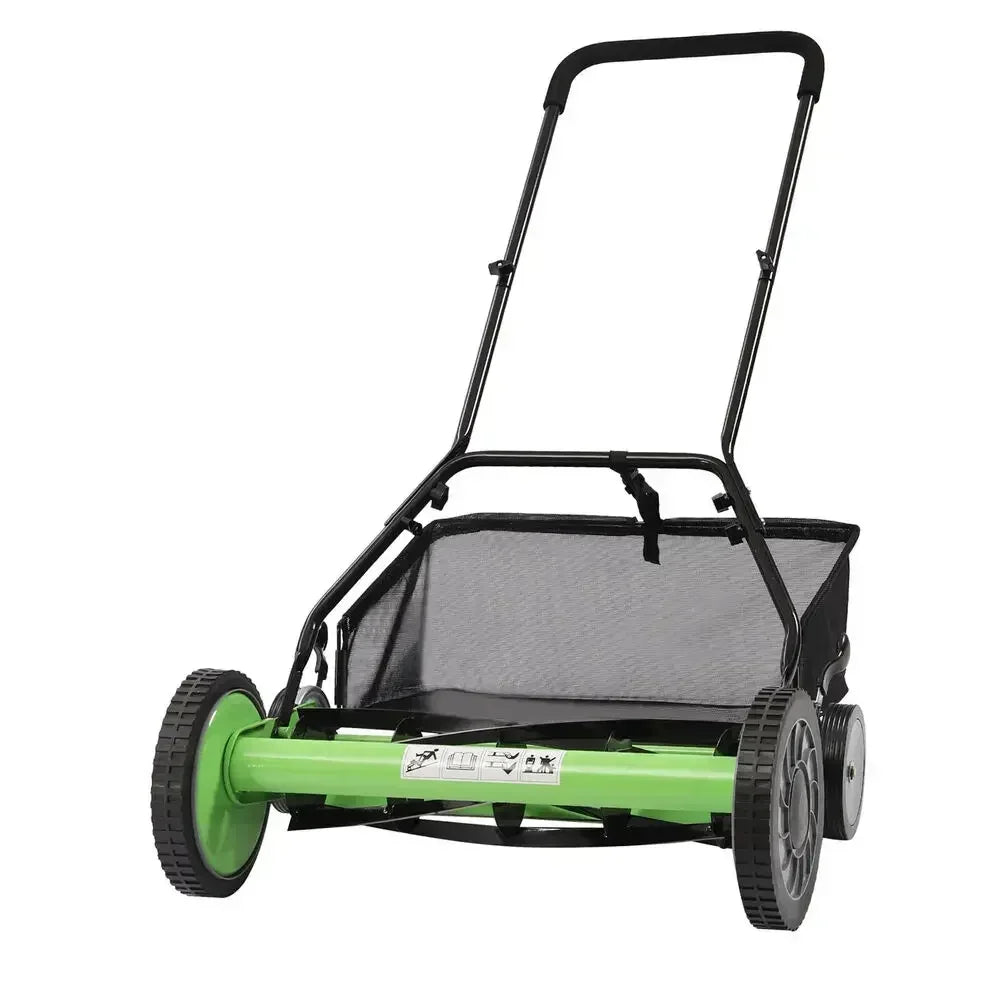 Manual Push Reel Lawn Mower with Adjustable Height for Home Garden Lawns