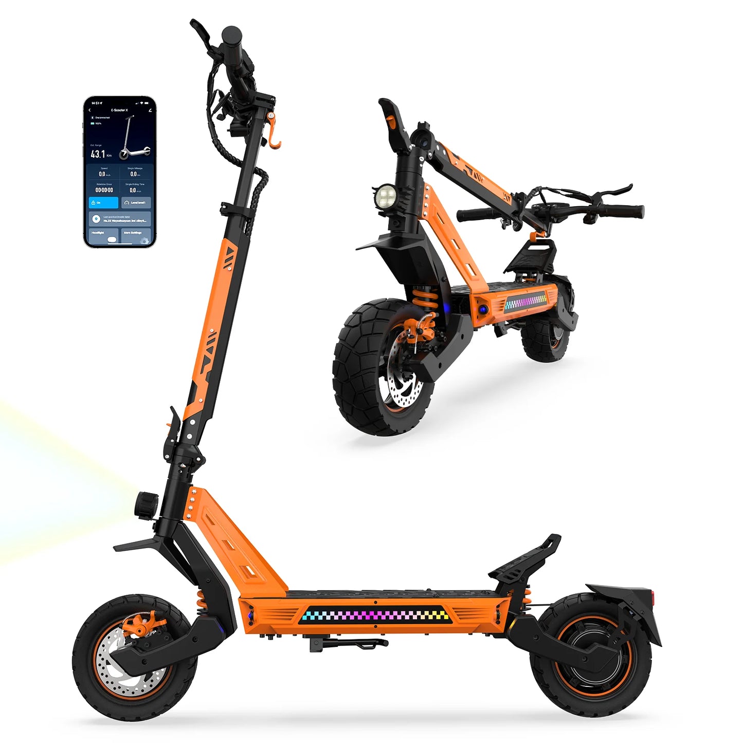 TOFUN TF3 PRO Electric Scooter 1200W with APP speed Maxi 31MPH autonomy 40-50km 48V 15.6Ah tires 10 inch 4 Modes foldable