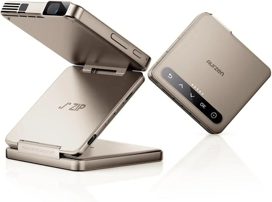 Tri-Fold DLP Mini Projector, Pocket-Sized, Zero-Lag Focus, Screen Mirroring, Type-C Charging, 5000mAh Battery