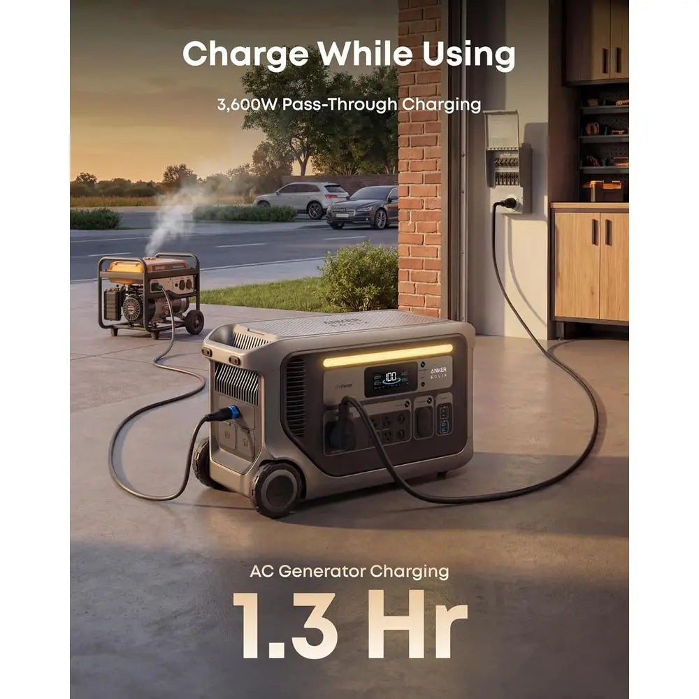 3000 Portable Power Station with Home Backup Kit, 3,072Wh, 6,000W Recharging, r Generator Home Use, Expandable to 24kWh, or Outa