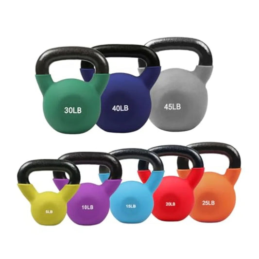 Neoprene Coated Kettlebell Weight Set in Solid Cast Iron for Home Gym Use Black Durable and Non-Slip Surface