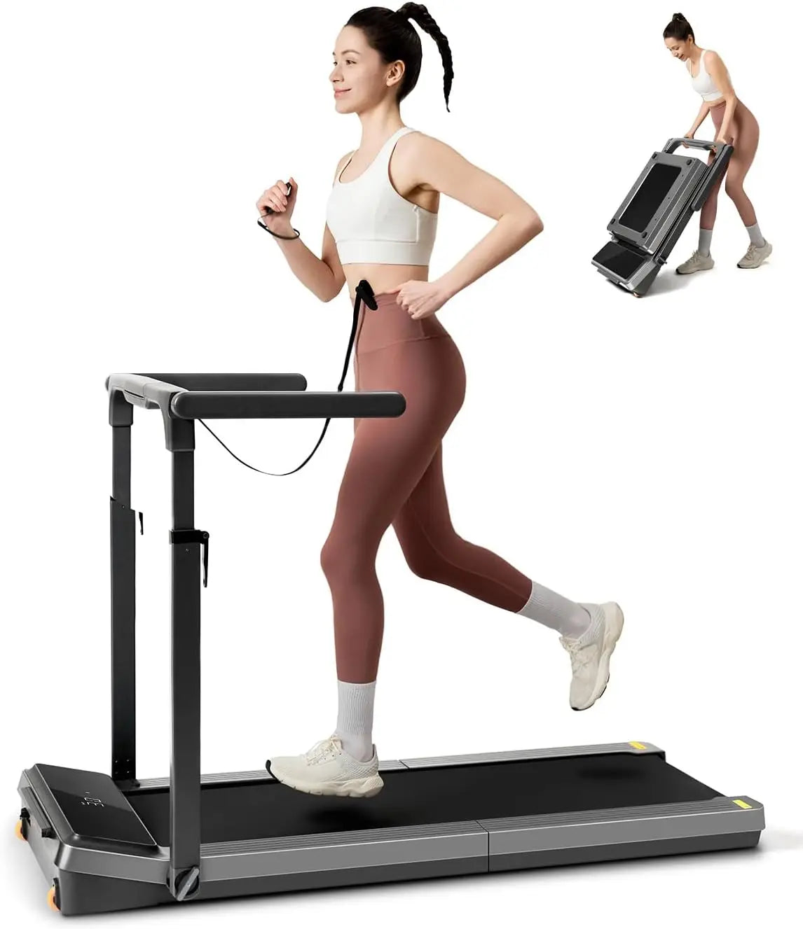 Folding Treadmill, 2 in 1 Walking Pad Under Desk Treadmill for Home and Office, Compact Foldable Design with App, Customized