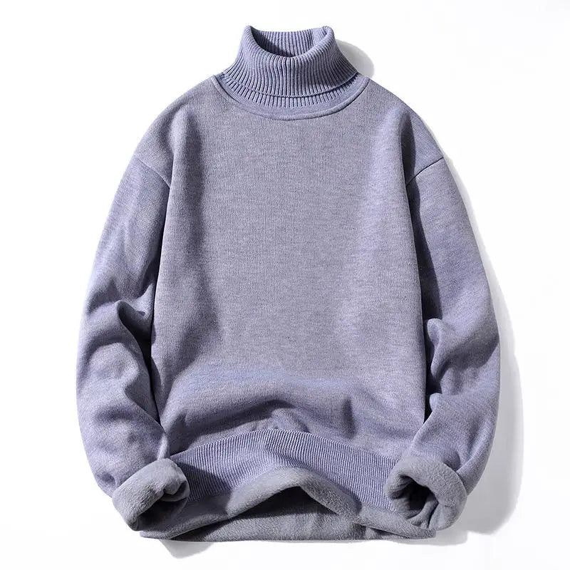 M-3XL Mens Thick Turtle Neck Jumpers Polo High Neck Roll Up Fleece Sweater Plain Color Long Sleeve Pullover Winter Clothing Tops