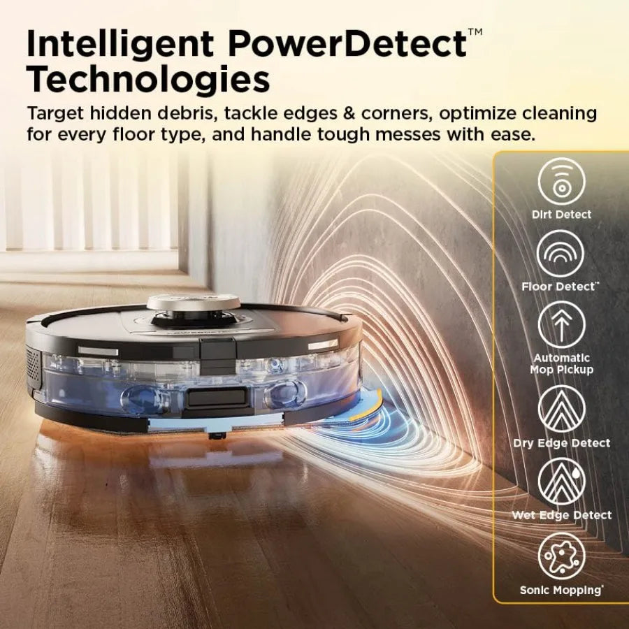 Robot Vacuum and Mop Combo PowerDetect ThermaCharged NeverTouch Pro Self-Emptying Self-Refill with Heated Mop Cleaning 60-Day C