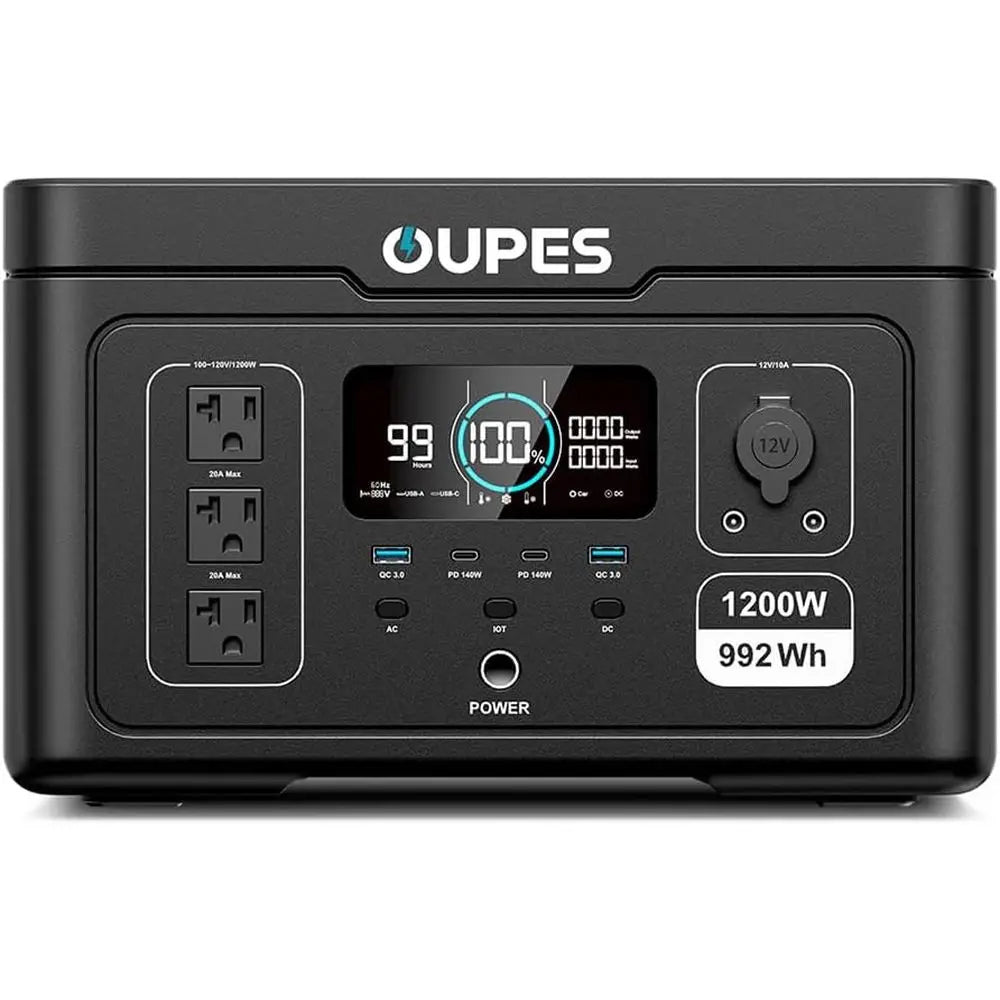 Exodus 1200 r Generator with 240W Panels Included, – 992Wh 1200W LiePO4 Battery Power Station with Dual PD 140W Type-C, Smart Ap