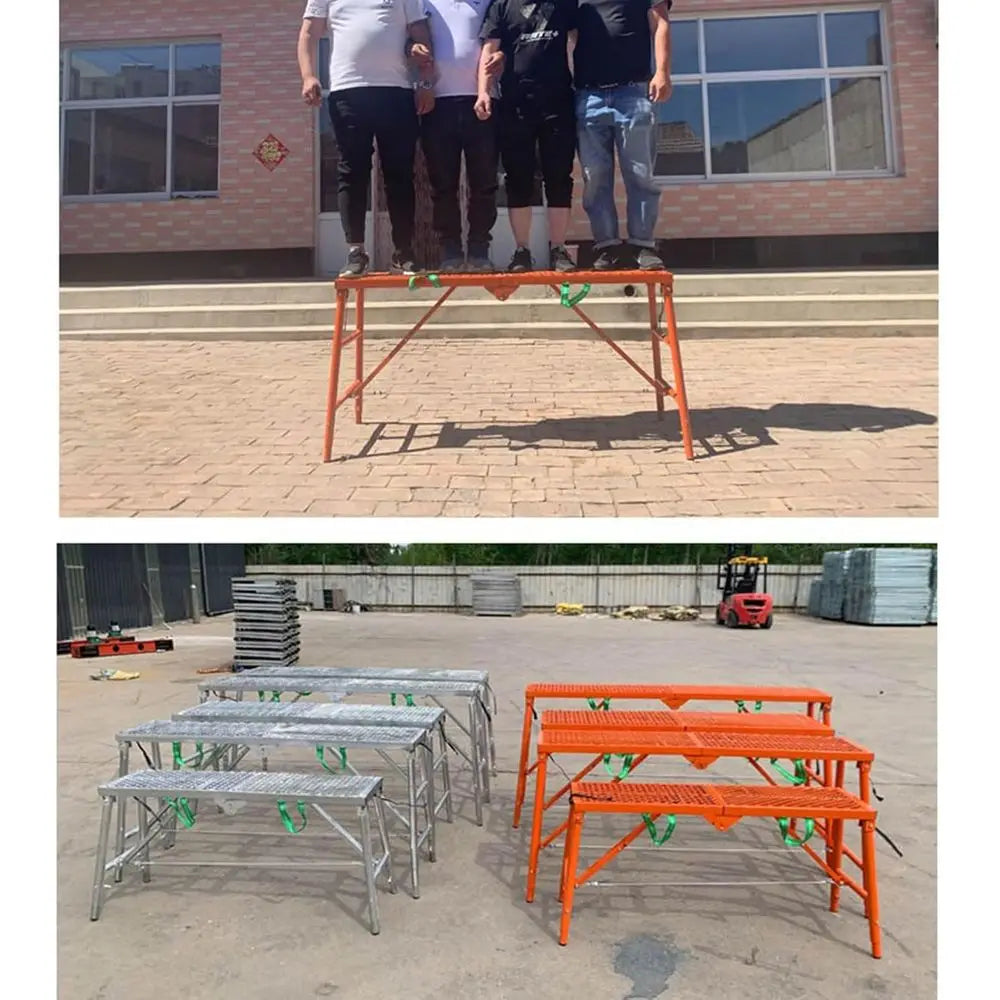 Adjustable Height Folding Scaffolding Platform, Step Ladder with Bench for Construction and Cleaning Tasks