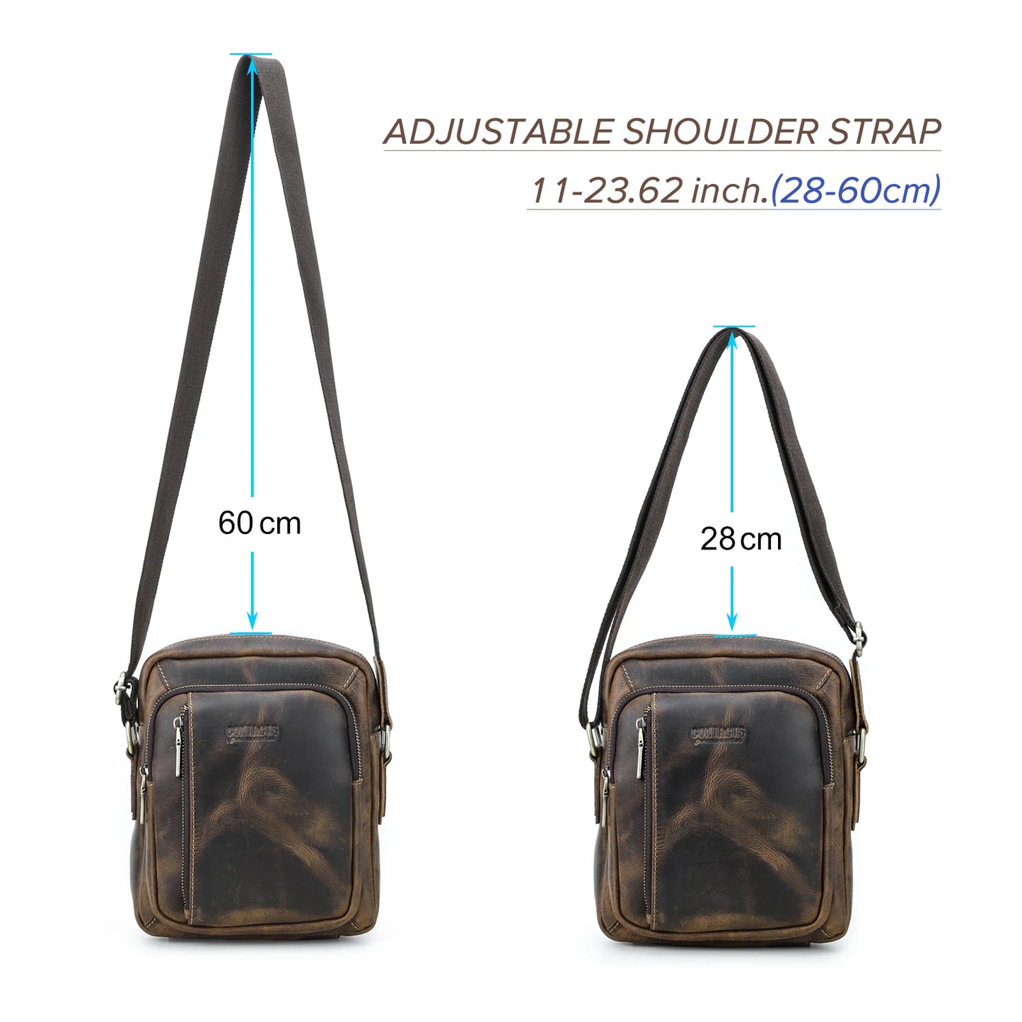 CONTACT'S Genuine Leather Sling Shoulder Bags for Men Vintage Small Messenger Bags Crossbody Bag Men's Bags for 8.3" iPad Mini