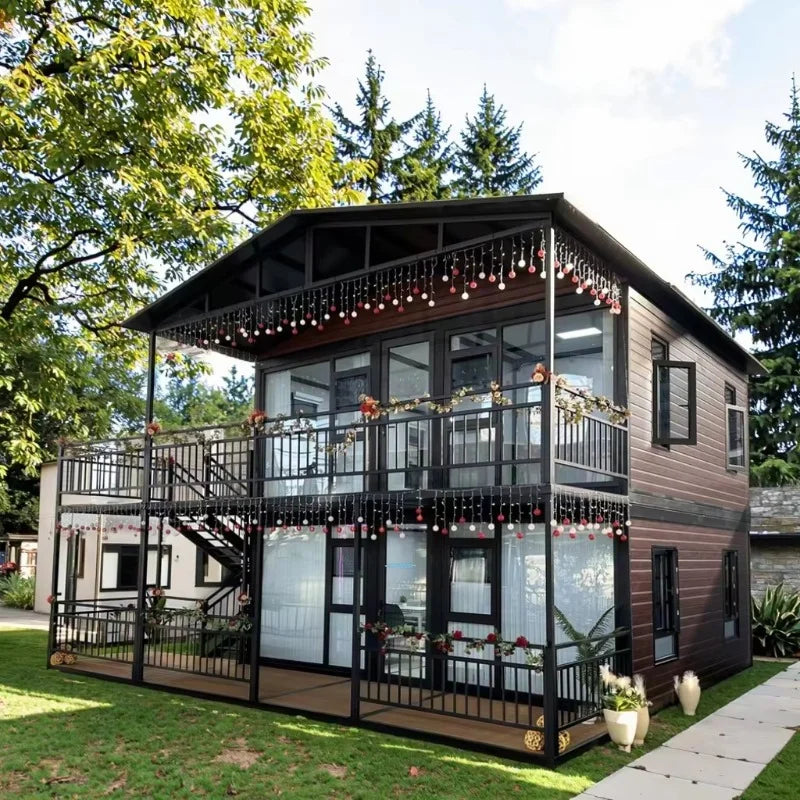 Customized Modern Tiny House Mobile Cabin On Wheels Convenient Trailer House Design For Bedroom Living Room Steel Structure