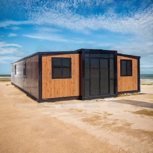 Luxury Prefab Villa 2-4 Bedroom Expandable Container House Full Bath Quick Installation Sandwich Panel for Glamping Residential