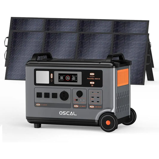 OSCAL Portable Power Station 3600Wh PowerMax 3600 SE With 2x400W r Panel, 3600W (Surge 7200W) Output, LiePO4 r Generator or Home