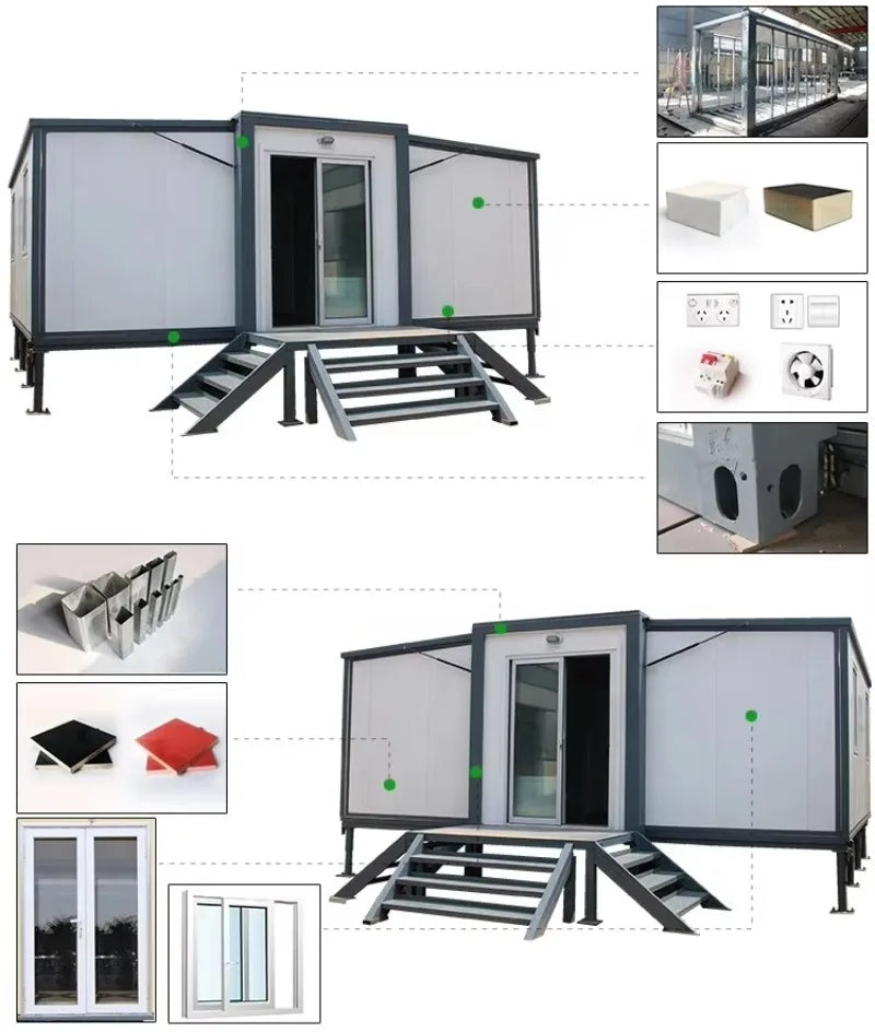 Customized Foldable Prefabricated House 20Ft Expandable Container House Prefab Modular Tiny Homes Pre Flat Pack Tiny House