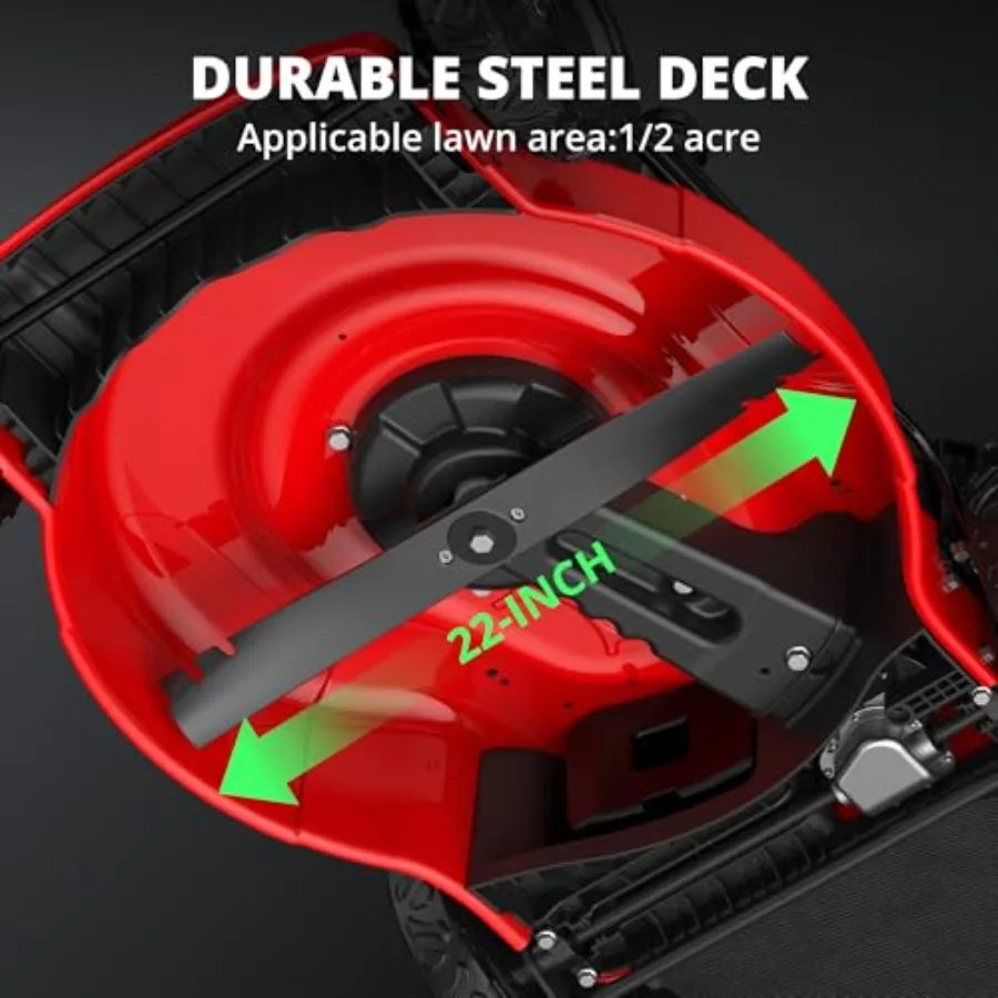 22-Inch Gas Lawn Mower Self-Propelled 150cc BandS Engine 3-in-1 Mulching System 6 Cutting Heights Rear-Wheel Drive Durable Stee
