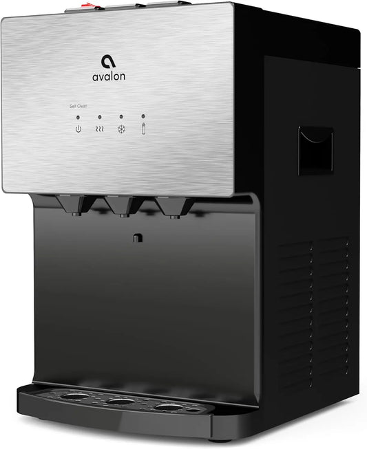 Countertop Bottleless Water Dispenser with 3 Temperatures, Self-Cleaning, Stainless Steel Design