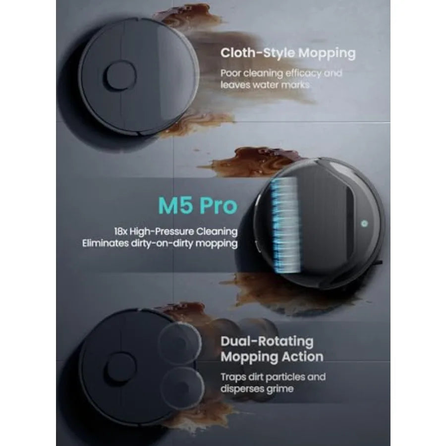 M5 Pro LiDAR Robot Vacuum and Mop 18000Pa Suction PSD 2.0 Smart Obstacle Avoidance All-in-One Robot Vacuum 120 Day Self-Emptyin