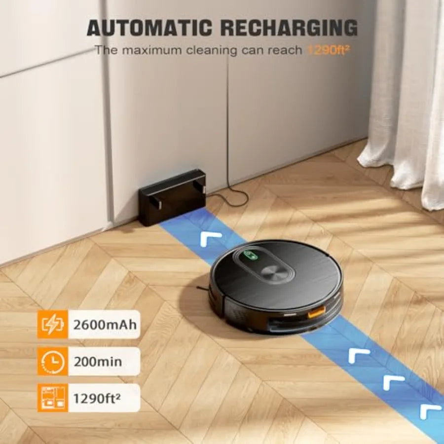 Robot Vacuum and Mop Combo 2 in 1 Robotic Vacuum Cleaner with 6500Pa Max Suction App/Wi-Fi/Voice Control Schedule Self-Charging
