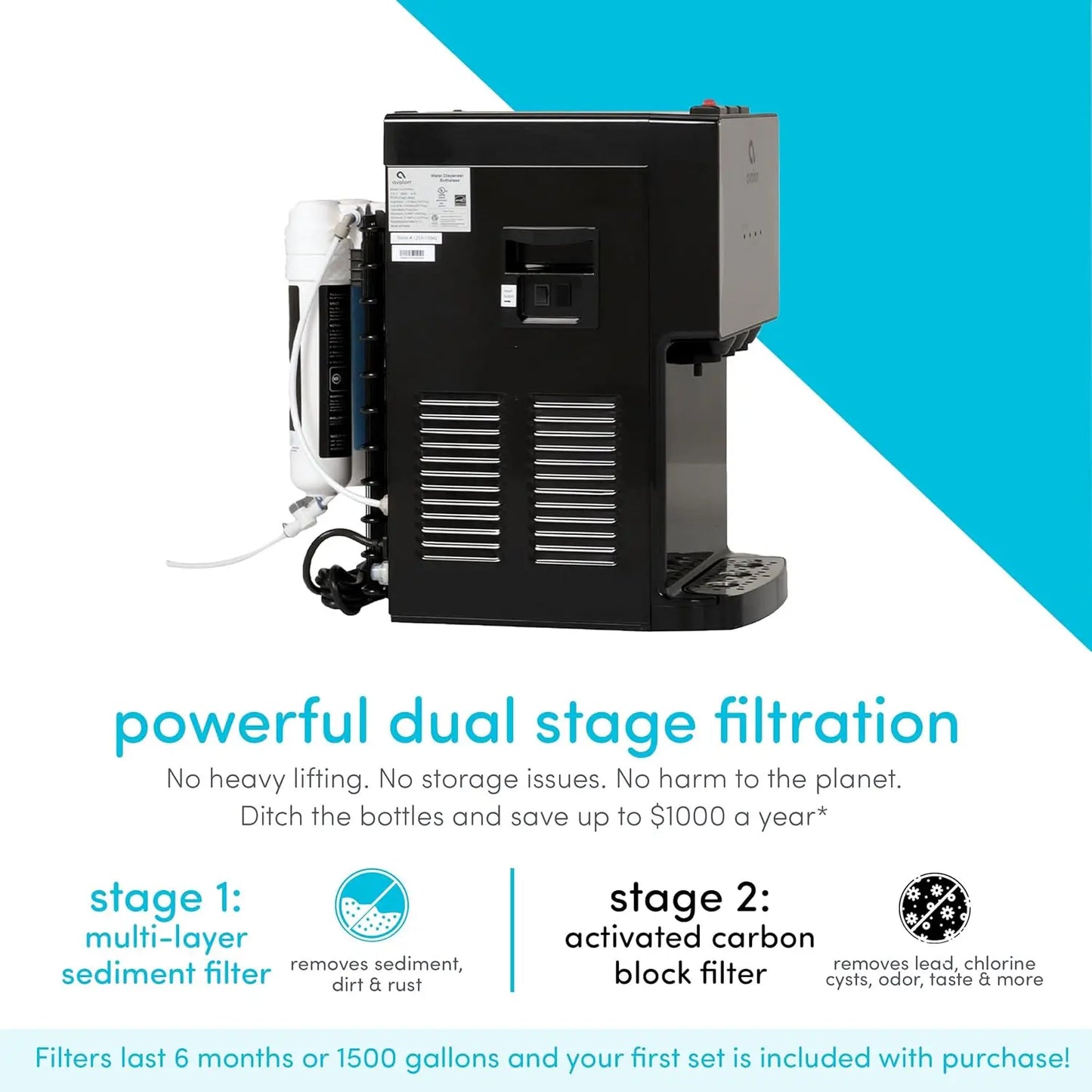 Countertop Bottleless Water Dispenser with 3 Temperatures, Self-Cleaning, Stainless Steel Design