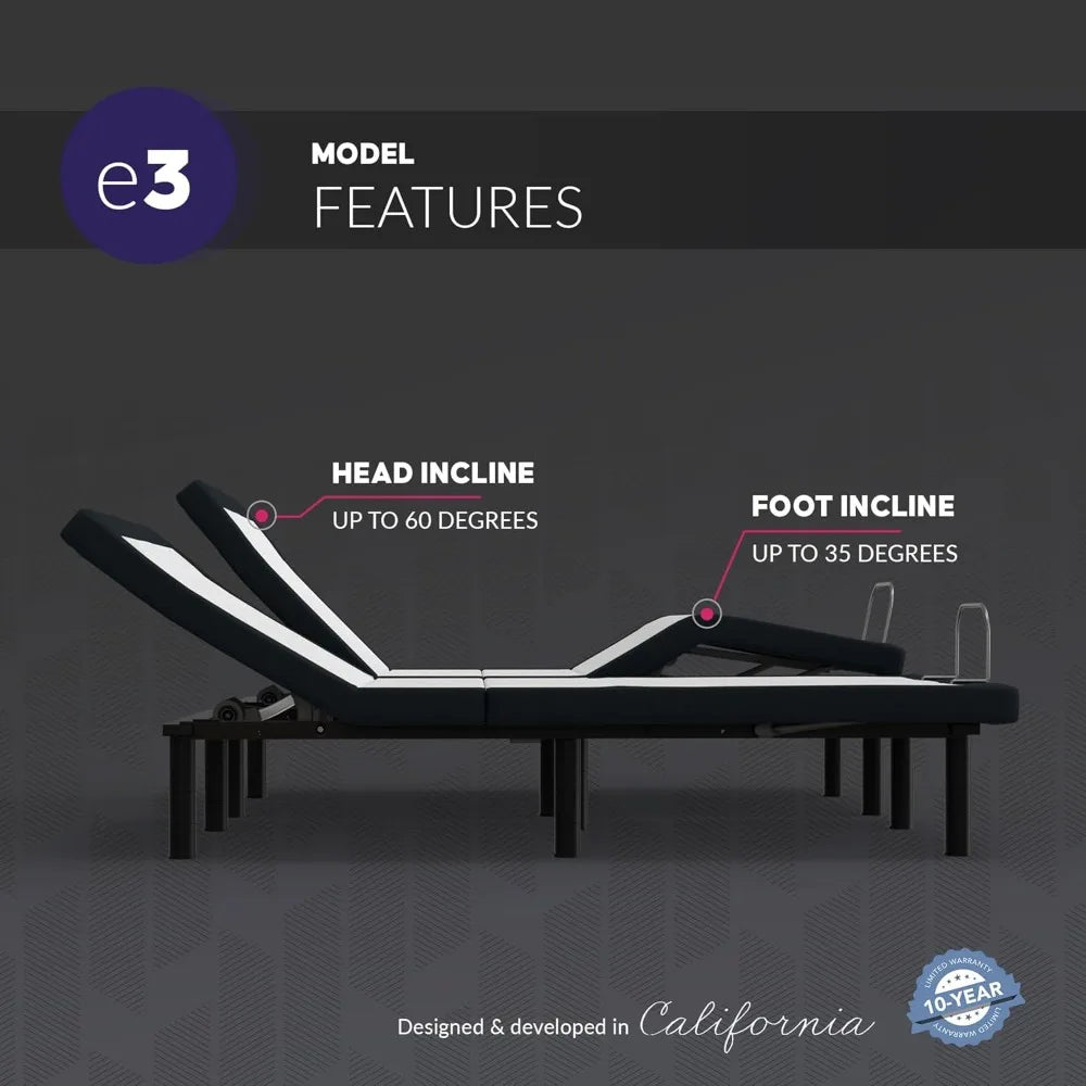 Adjustable Bed Frame, Head and Foot Tilt, Wireless Remote Control, Easy To Assemble, 10-year Warranty