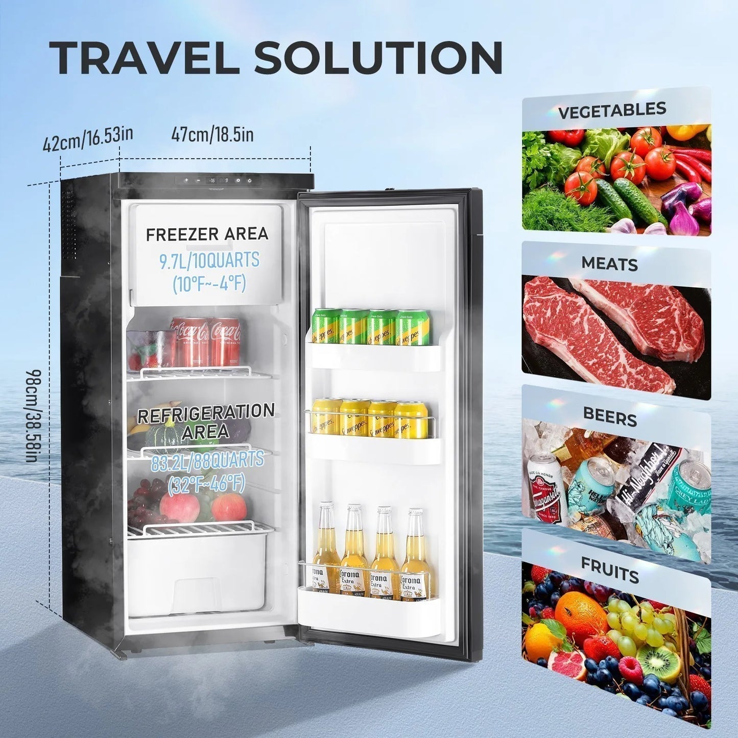 95QT /90L Car Fridge Freezer Portable Refrigerator Camping Truck APP Control NEW
