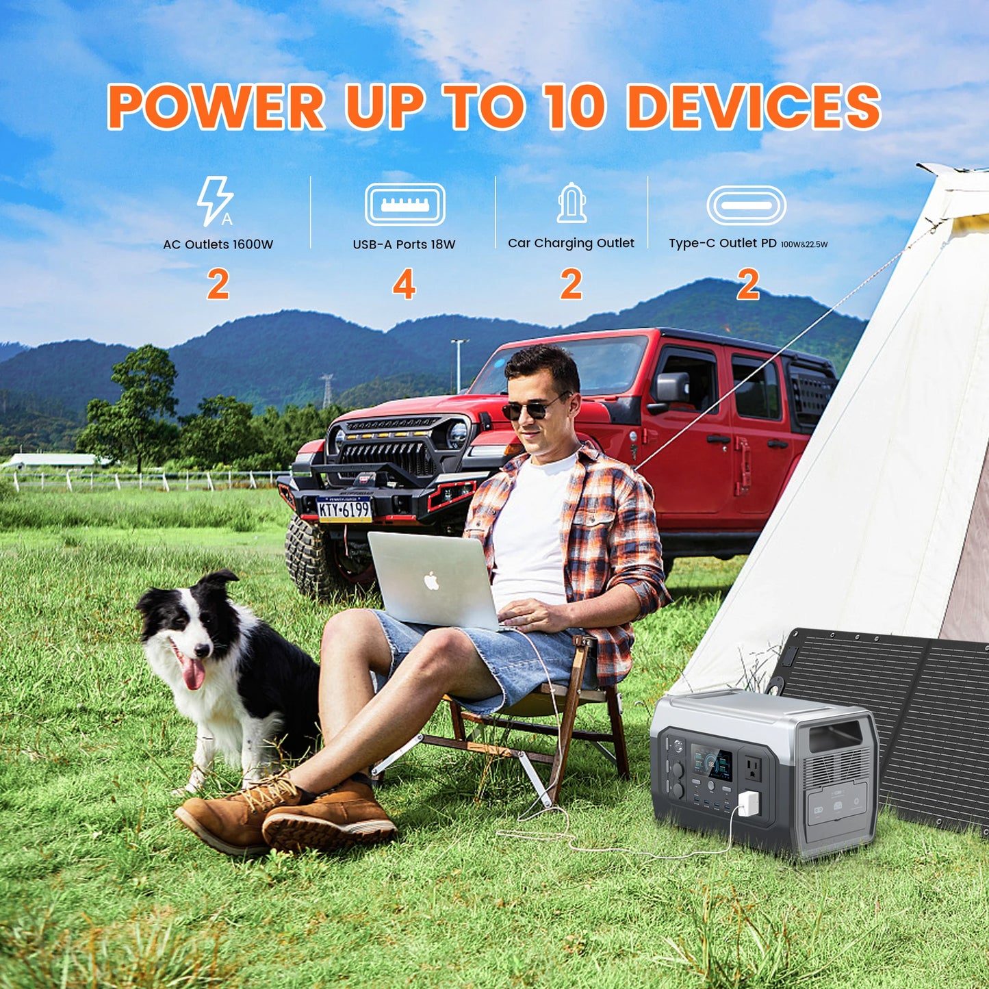 CTOLITY XP1000 1800W Solar Generator 200W Solar Panel 1024Wh Portable Power Station LiFePO4 Battery Outdoor,Off-Grid Living,RV