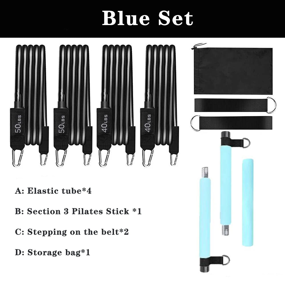 Pilates Kit with Resistance Bands, Multifunctional Yoga Pilates, Portable Home Gym Pilates Resistance Kit Full Body Workouts New