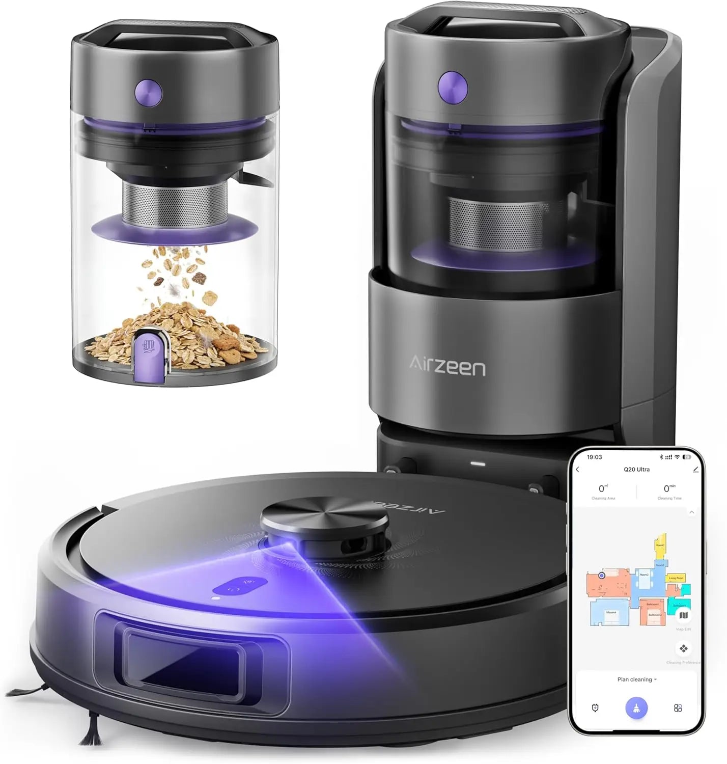 Self-Emptying Robot Vacuum and Mop, 6000Pa Suction with LiDAR Navigation, Smart Mapping, App Control for Pet Hair