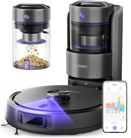 Self-Emptying Robot Vacuum and Mop, 6000Pa Suction with LiDAR Navigation, Smart Mapping, App Control for Pet Hair