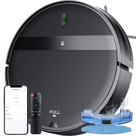 Robot Vacuum and Mop Combo App/Alexa Control Smart Ultra-Thin Robot Vacuum Cleaner with Automatic Recharge for Pet Hair Carpet