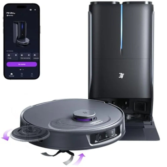 P10 Ultra Robot Vacuum and Mop Combo 18 000 Pa Suction Self-Emptying Auto-Extending Edge Mopping 140 Hot-Water Self-Cleaning Li