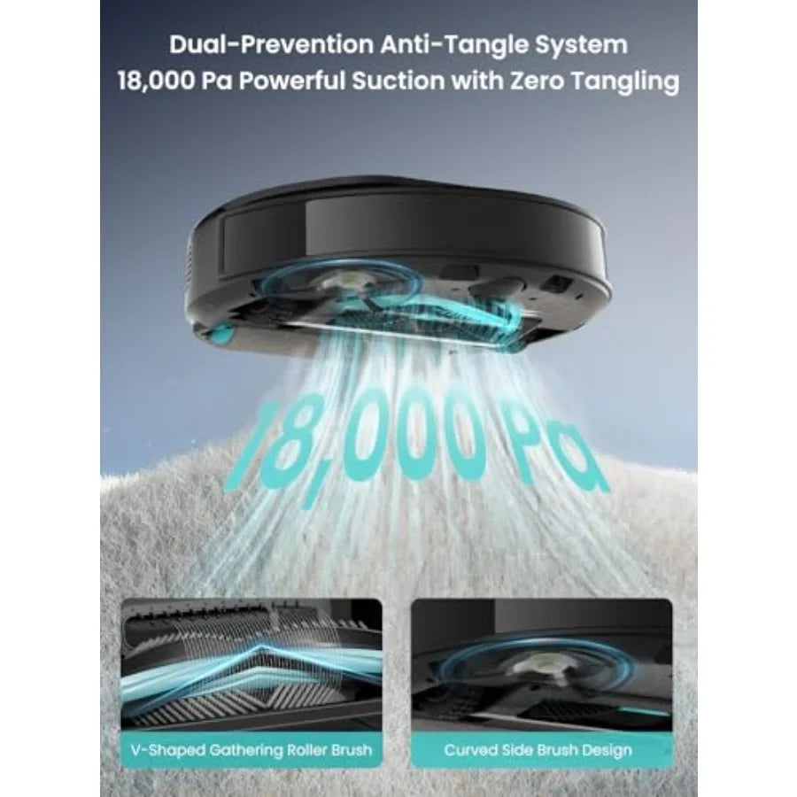 LiDAR Robot Vacuum and Mop 18000Pa Suction PSD 2.0 Obstacle Avoidance All-in-One Robot Vacuum 120 Day Self-Emptying Self Cleani