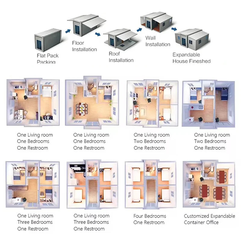 Expandable Container House Manufacturer Direct Wholesale 20ft 40ft Luxury Detachable House Mobile Tiny Home Vacation Room Cabins