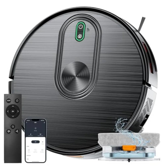 Robot Vacuum and Mop Combo 2 in 1 Robotic Vacuum Cleaner with 6500Pa Max Suction App/Wi-Fi/Voice Control Schedule Self-Charging