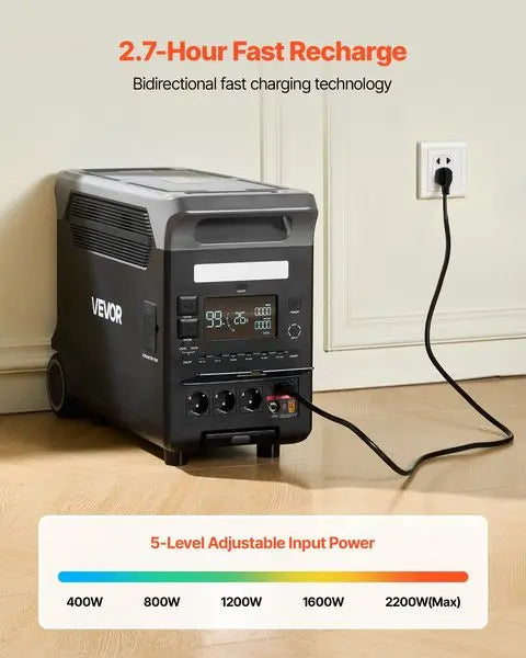 Portable Power Station, 3600W 3840Wh Power Station Solar Generator with 10 Output Ports & Adjustable