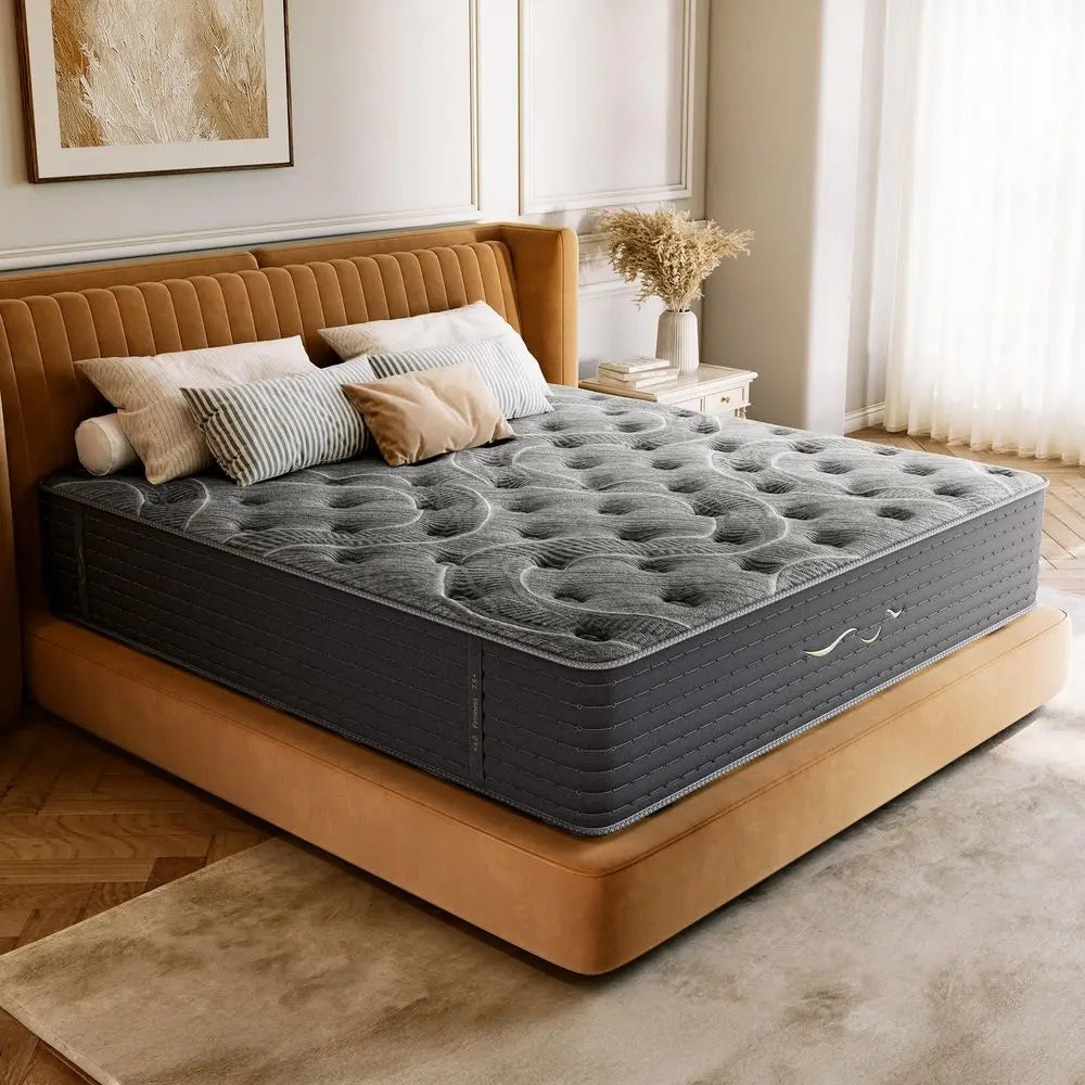 14 Inch Cashmere Hybrid King Mattress in a Box, DualSided Medium Firm amp Firm, Cooling Gel Memory Foam Mattress, Pocket Spring