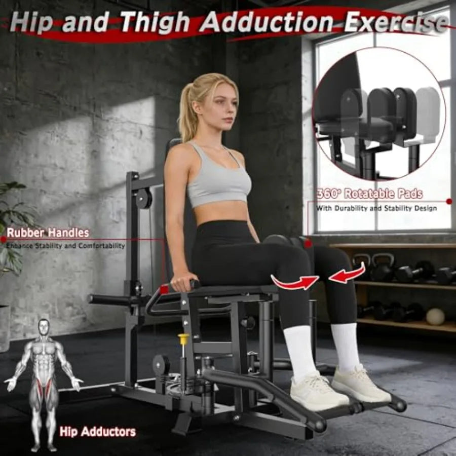 Hip Abductor Adductor Machine for Inner and Outer Thigh Glute Machine for Home Gym Black High-Resistance Strength Training Equi