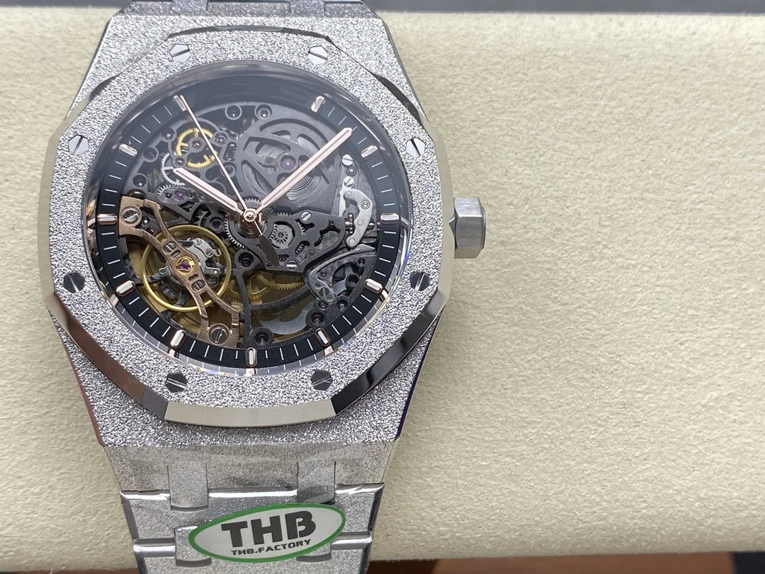 New Luxury Super Quality Mechanical Watch 41mm THB Factory 3132 Movement 15407 Gold Skeleton Watch
