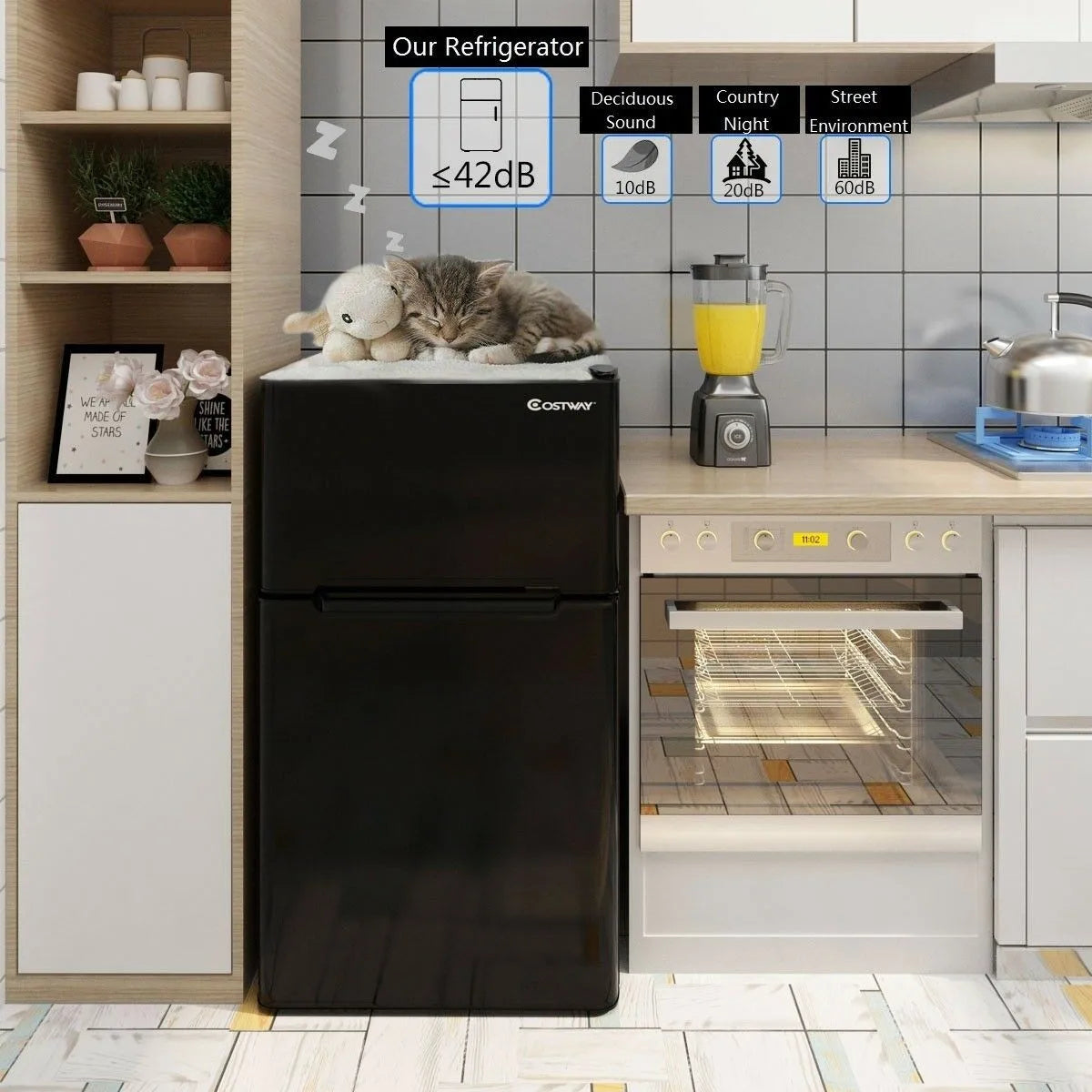 Stainless Steel Refrigerator Small Freezer Cooler Fridge Compact 3.2 cu ft. Unit